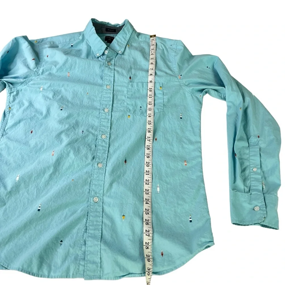 J. Crew Blue Classic Flex Oxford Long Sleeve Button Up‎ Shirt Mens Size L